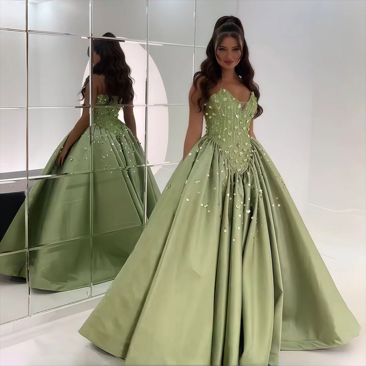 Glamorous Green Sequin Off Shoulder Prom Dress XD011