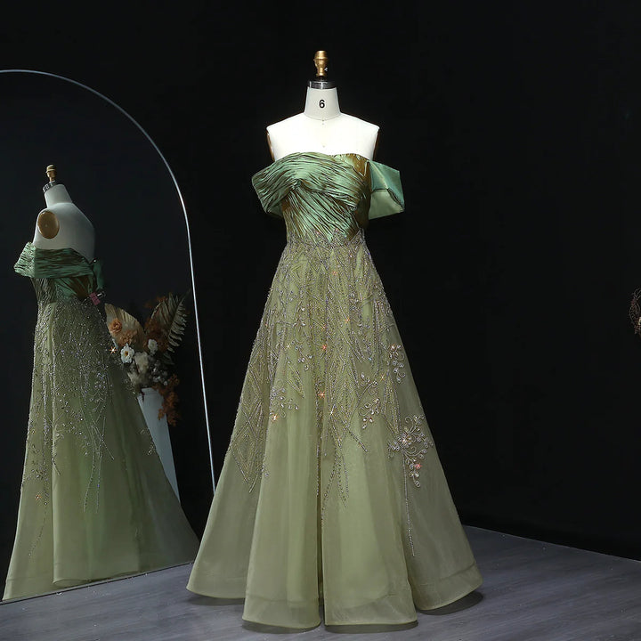 Glamorous Burgundy Off Shoulder Beaded Prom Dress SS582