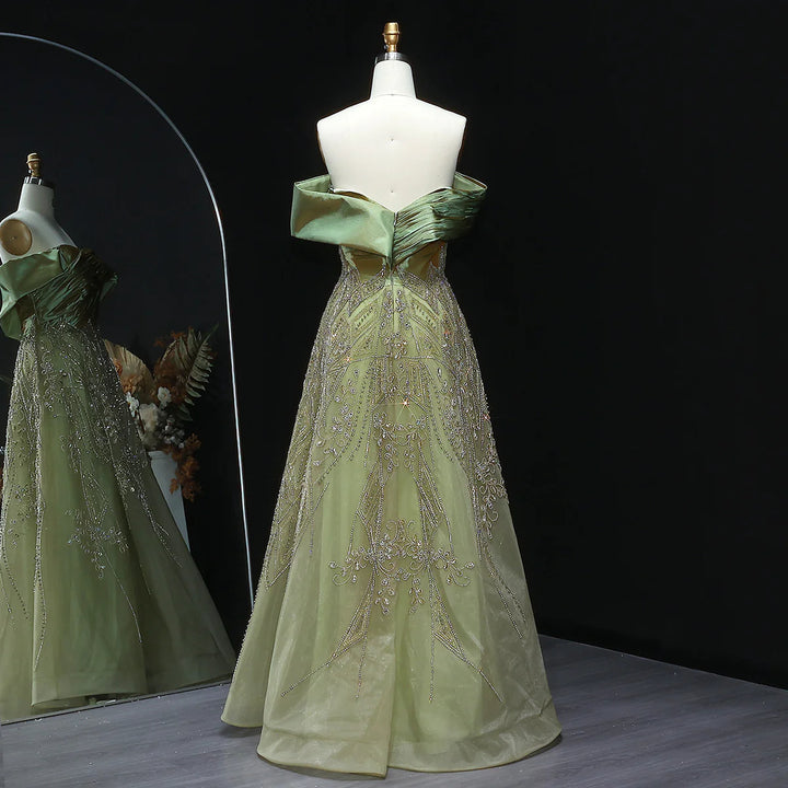 Glamorous Burgundy Off Shoulder Beaded Prom Dress SS582