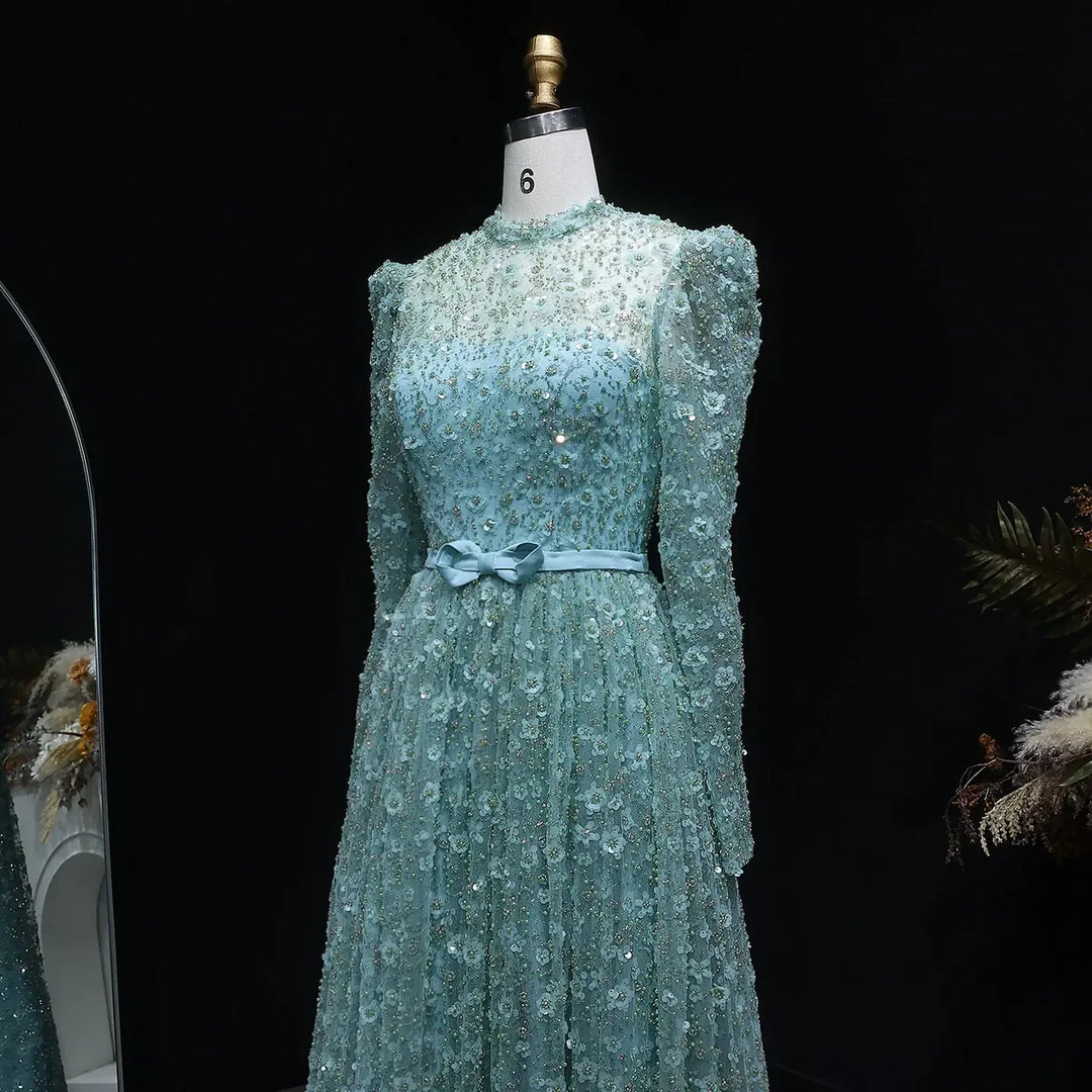 Romantic Pink 3D Floral Ruffled Evening Dress SS700