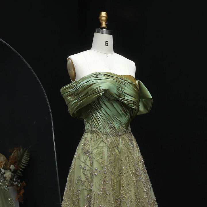 Glamorous Burgundy Off Shoulder Beaded Prom Dress SS582