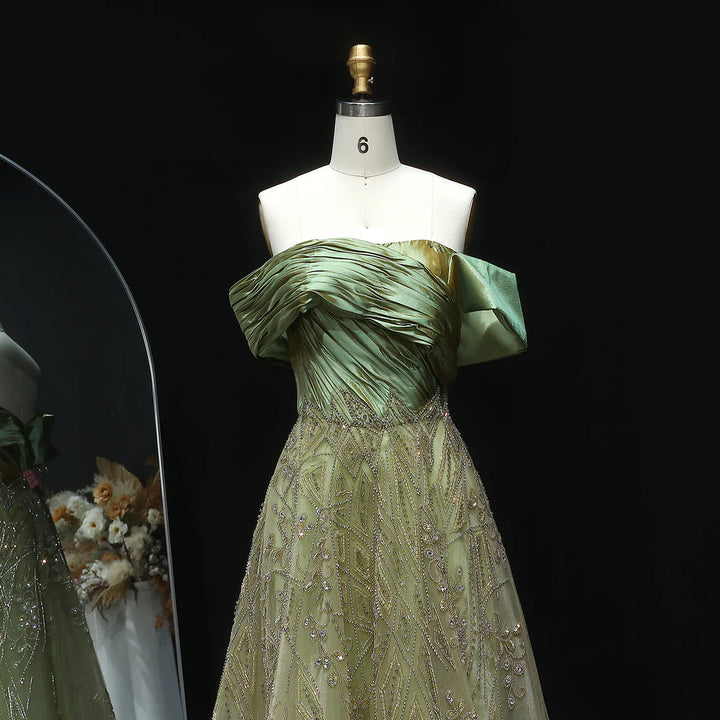 Glamorous Burgundy Off Shoulder Beaded Prom Dress SS582