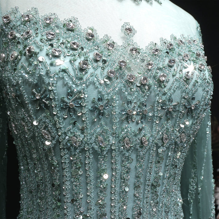 Luxury Sequin Beaded Cape Sleeve Evening Gown SS150