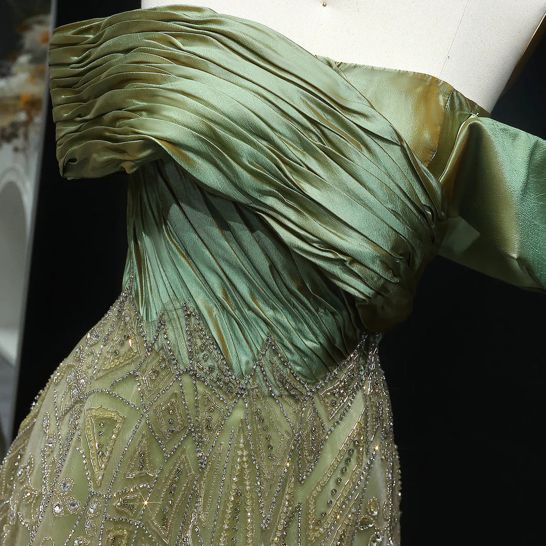 Glamorous Burgundy Off Shoulder Beaded Prom Dress SS582