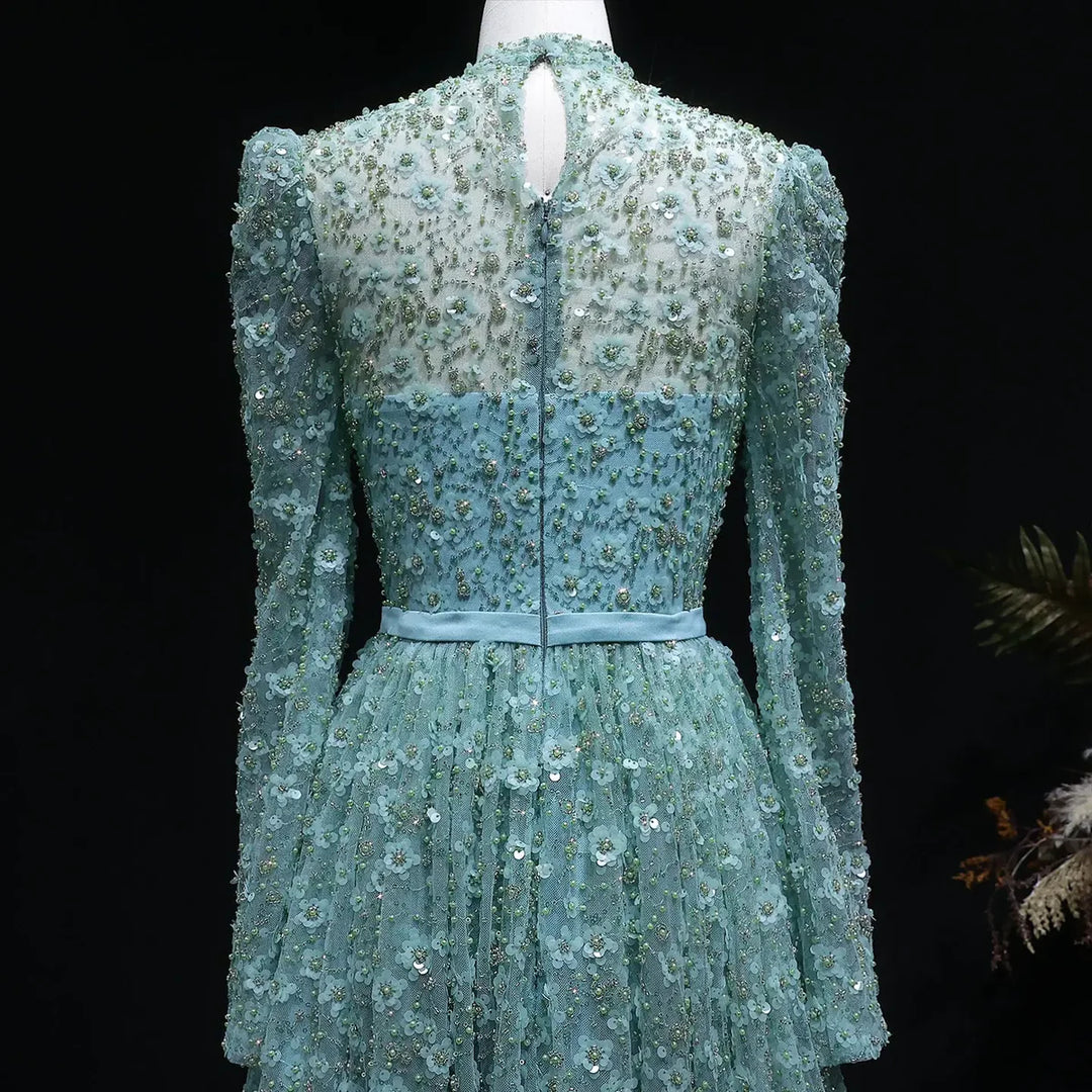 Romantic Pink 3D Floral Ruffled Evening Dress SS700