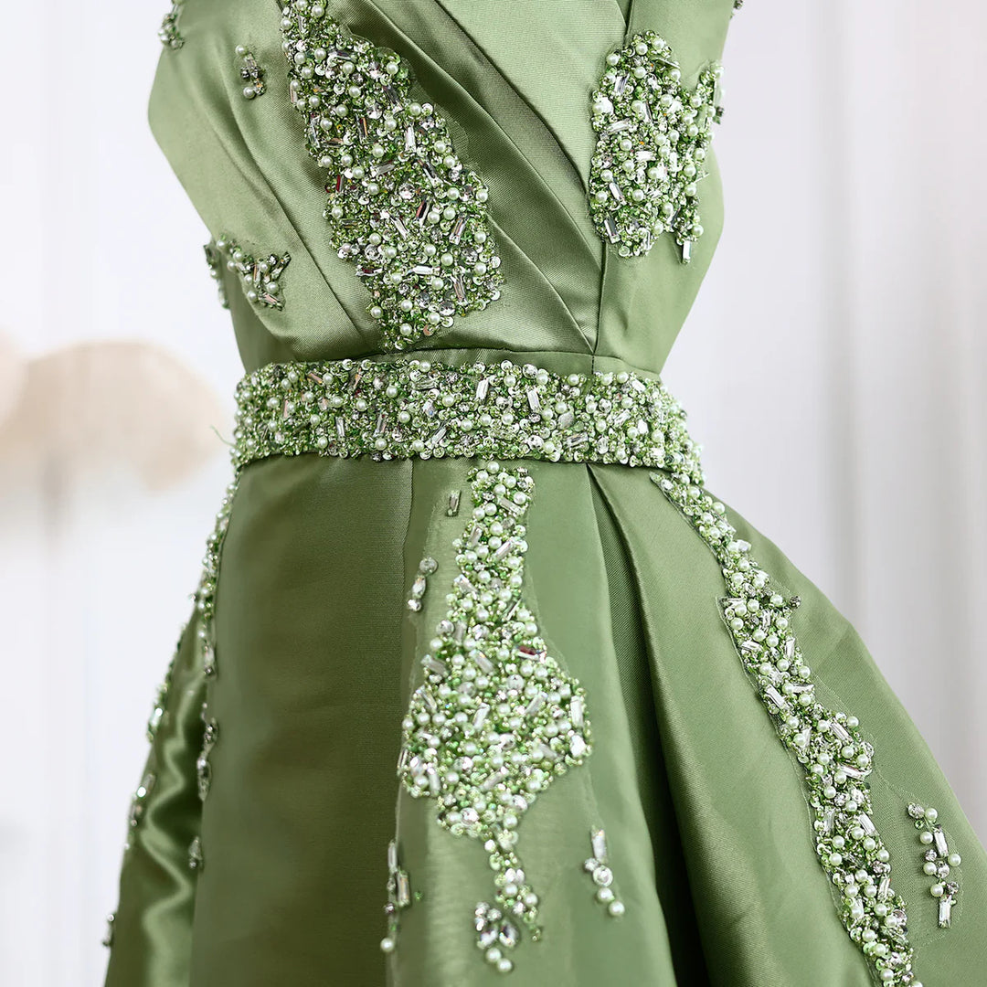 Glamorous Champagne Crystal with Overskirt Prom Dress SS599