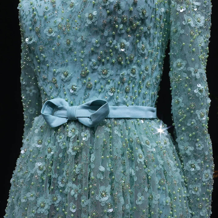 Romantic Pink 3D Floral Ruffled Evening Dress SS700