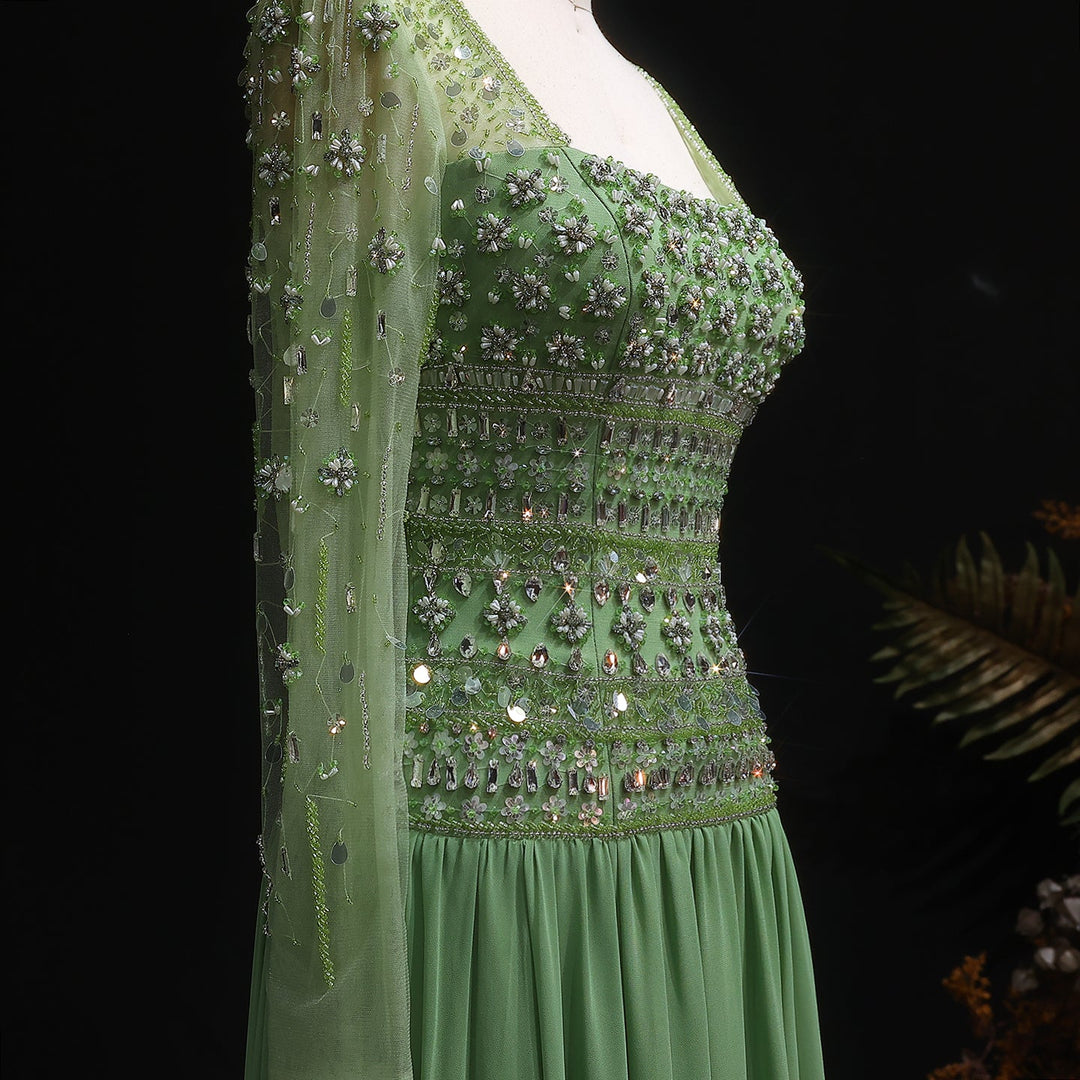 Strapless Lilac Beaded Bodice Evening Dress with Flowing Skirt SS539