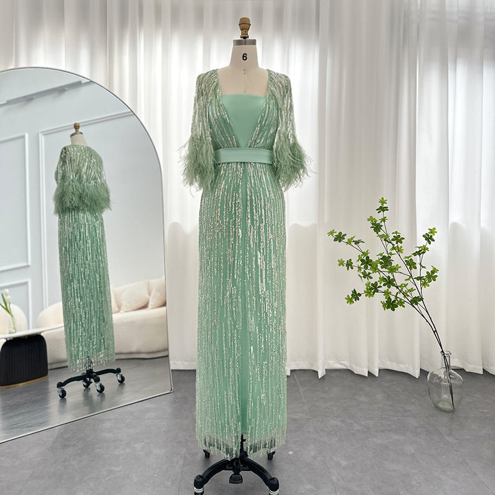 Luxury Dubai Feathers Evening Dresses for Women Wedding Party Arabic P – DreamyVow