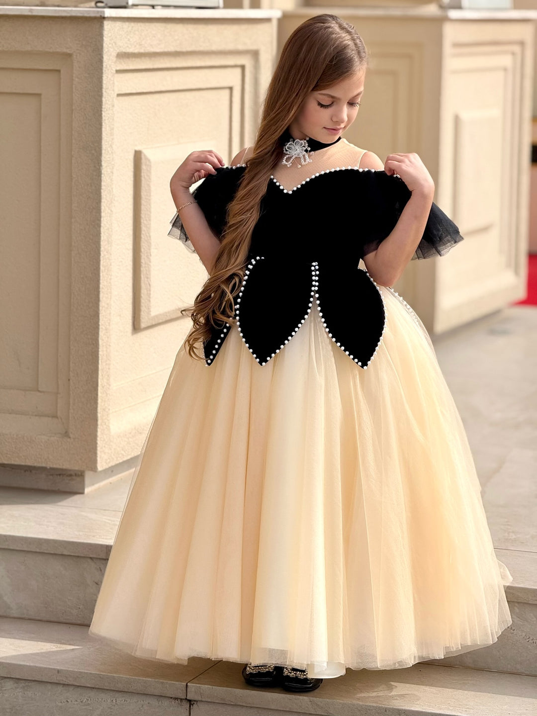 Elegant Black Off-Shoulder Princess Ball Gown Dress J115 DreamyVow Elegant Black Off-Shoulder Princess Ball Gown Dress J115 DreamyVow