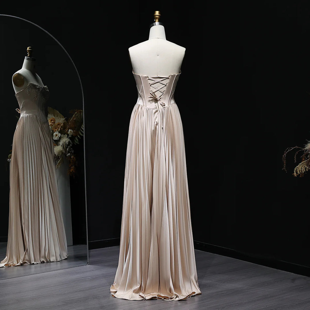 Elegant White Beaded Wedding Dress With Layered Ruffles SW513