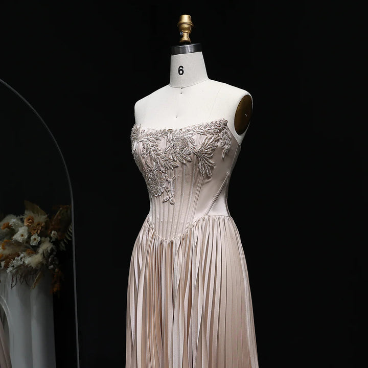 Elegant White Beaded Wedding Dress With Layered Ruffles SW513