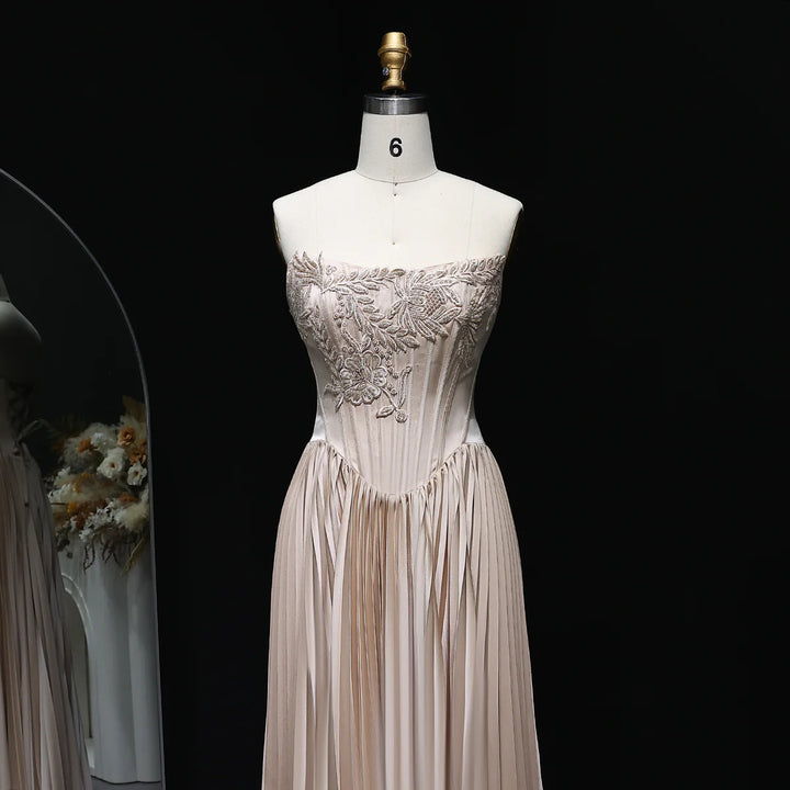 Elegant White Beaded Wedding Dress With Layered Ruffles SW513