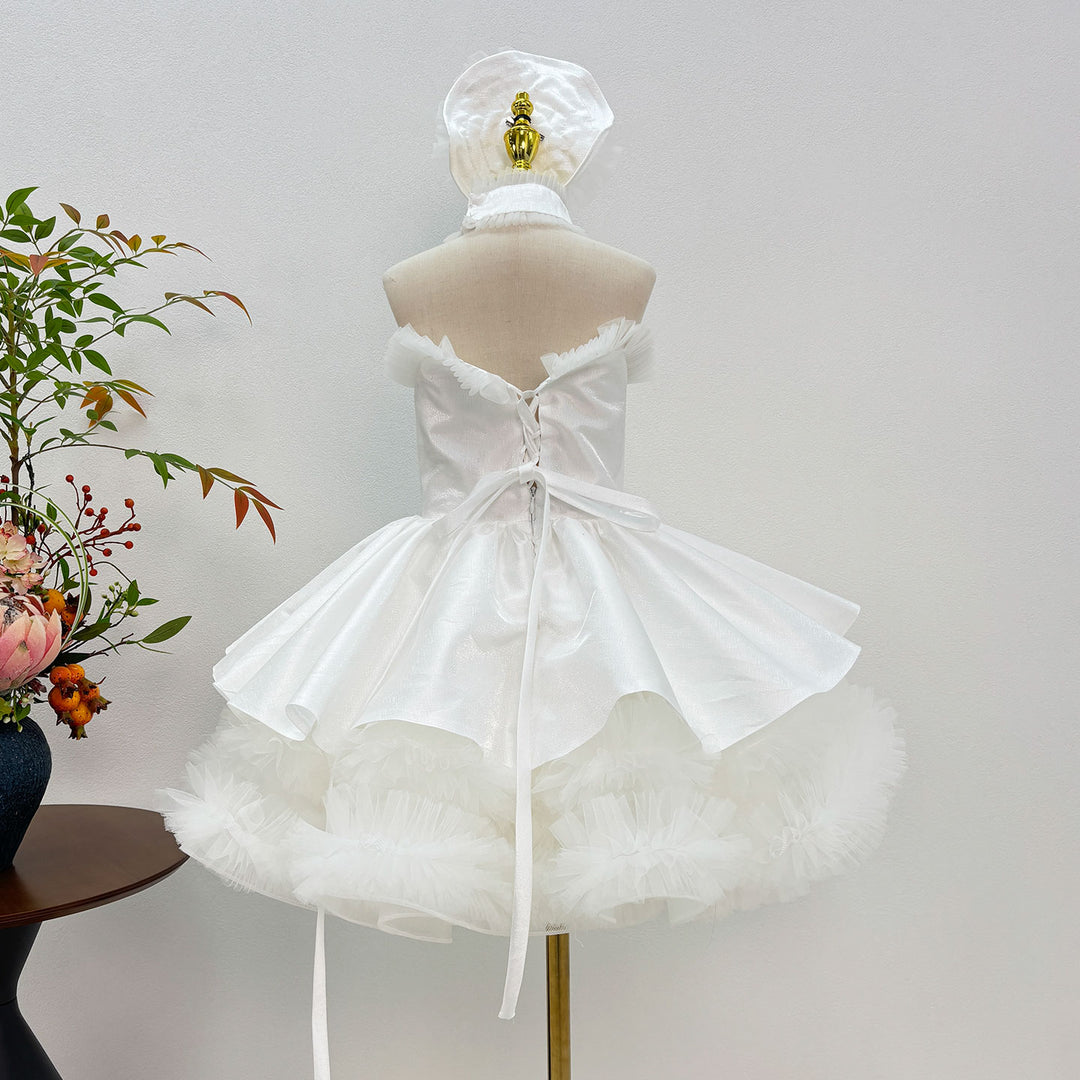 Luxury Sky Blue Arabric Girl Dress with Headgear Kids Princess J194