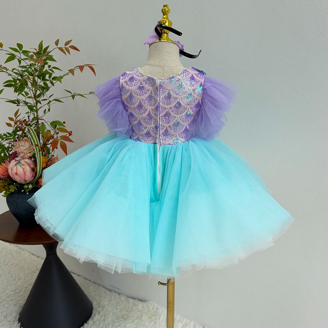 Mermaid Princess Flower Girl Dress with Sequin Bodice Party Gown J891