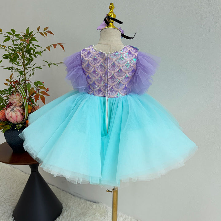 Mermaid Princess Flower Girl Dress with Sequin Bodice Party Gown J891