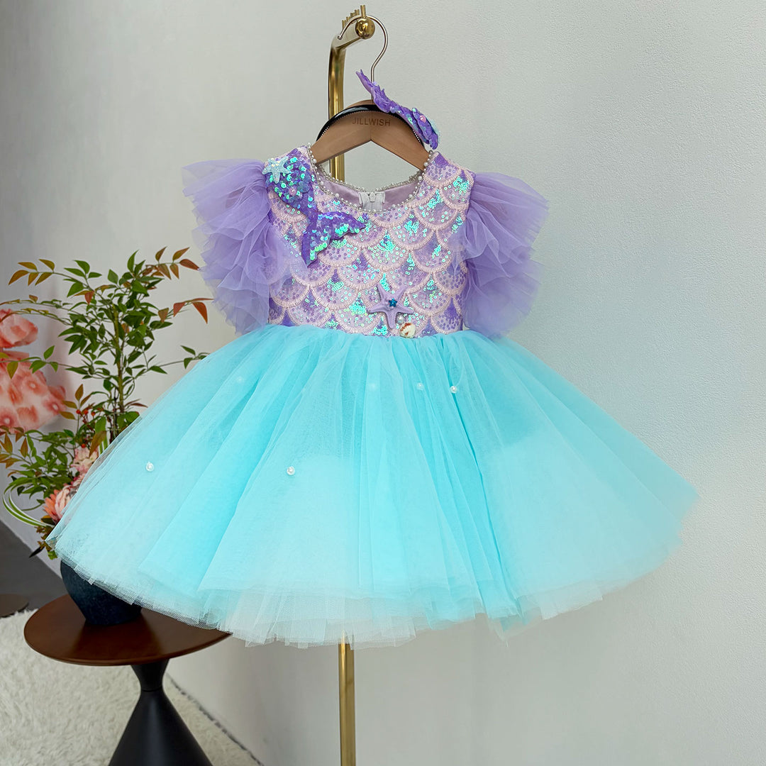 Mermaid Princess Flower Girl Dress with Sequin Bodice Party Gown J891
