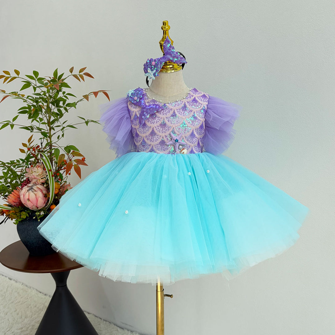 Mermaid Princess Flower Girl Dress with Sequin Bodice Party Gown J891
