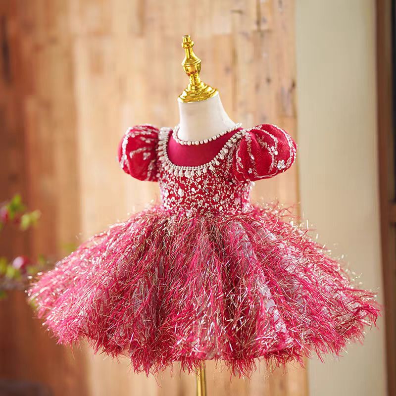 Burgundy Girl Dress Long Sleeve Toddler Kids 1st Birthday Gown J446 Blue Long Sleeve / 12M Burgundy Girl Dress Long Sleeve Toddler Kids 1st Birthday Gown J446 Blue Long Sleeve / 12M