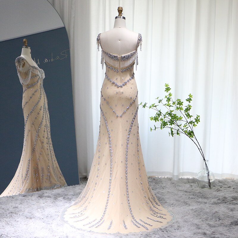 Kendall Jenner Nude Mermaid Luxury Dubai Evening Dresses SS358, Full Lining / 2 Kendall Jenner Nude Mermaid Luxury Dubai Evening Dresses SS358, Full Lining / 2