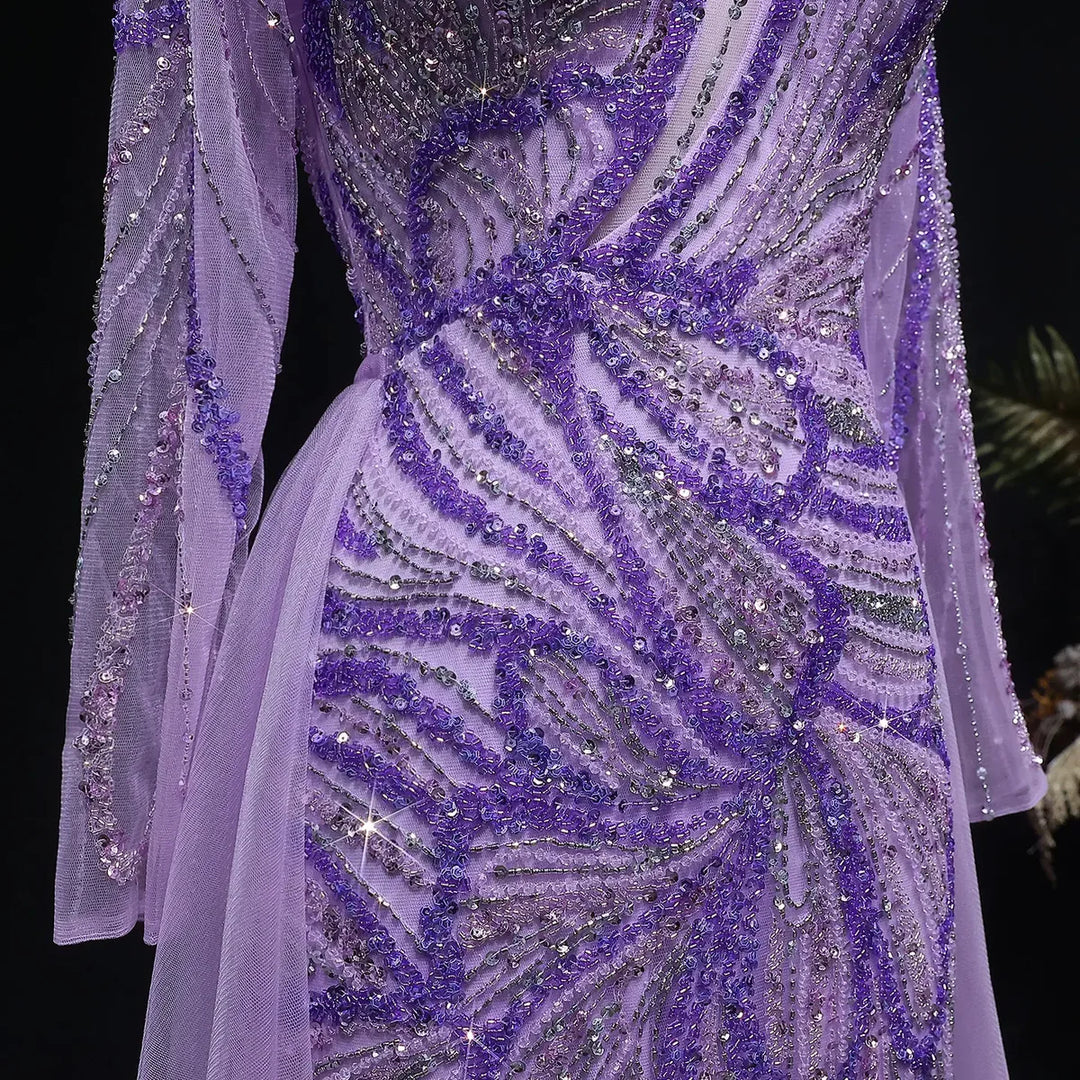 Luxury Wine Red Crystal Embellished Slit Evening Dress with Overskirt SS160