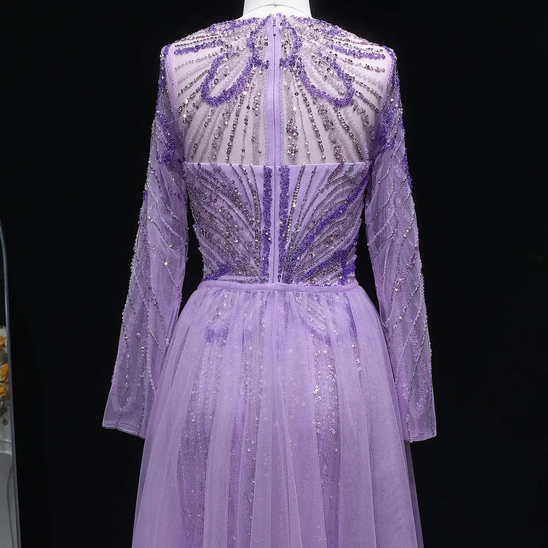 Luxury Wine Red Crystal Embellished Slit Evening Dress with Overskirt SS160