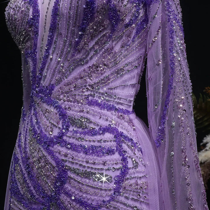 Luxury Wine Red Crystal Embellished Slit Evening Dress with Overskirt SS160