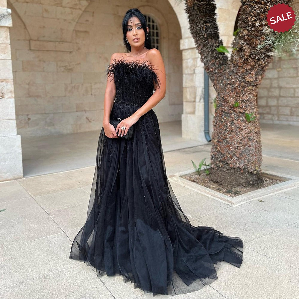 Evening Gown Black Dress Expensive Luxury Dubai Black Feathers Evening Dresses Ss401, Black Evening Gown Black Dress Expensive Luxury Dubai Black Feathers Evening Dresses Ss401, Black