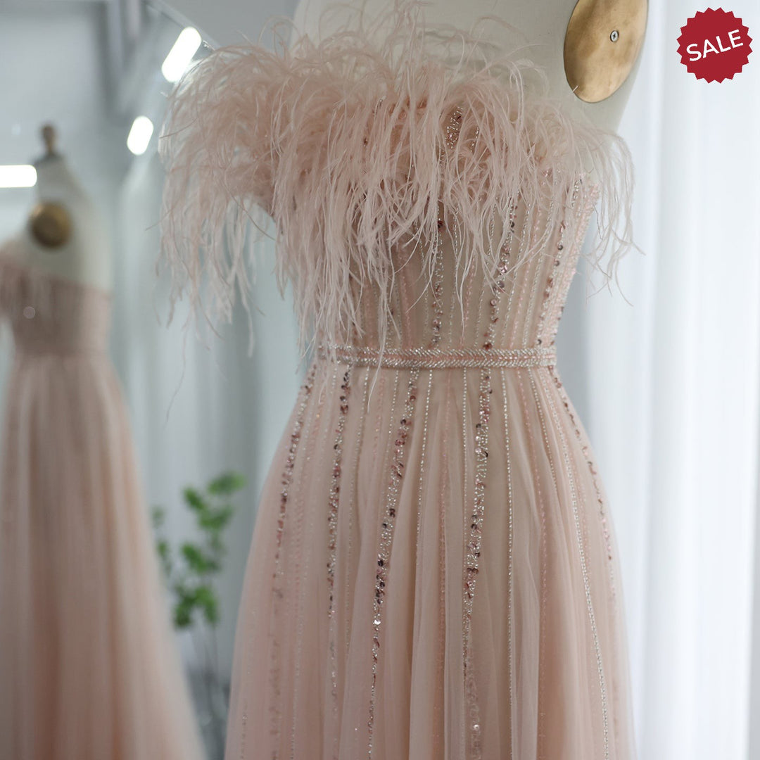 Luxury Black Feathers Evening Dresses for Women Wedding Party Elegant Long Pink Formal Prom Dress DreamyVow Luxury Black Feathers Evening Dresses for Women Wedding Party Elegant Long Pink Formal Prom Dress DreamyVow