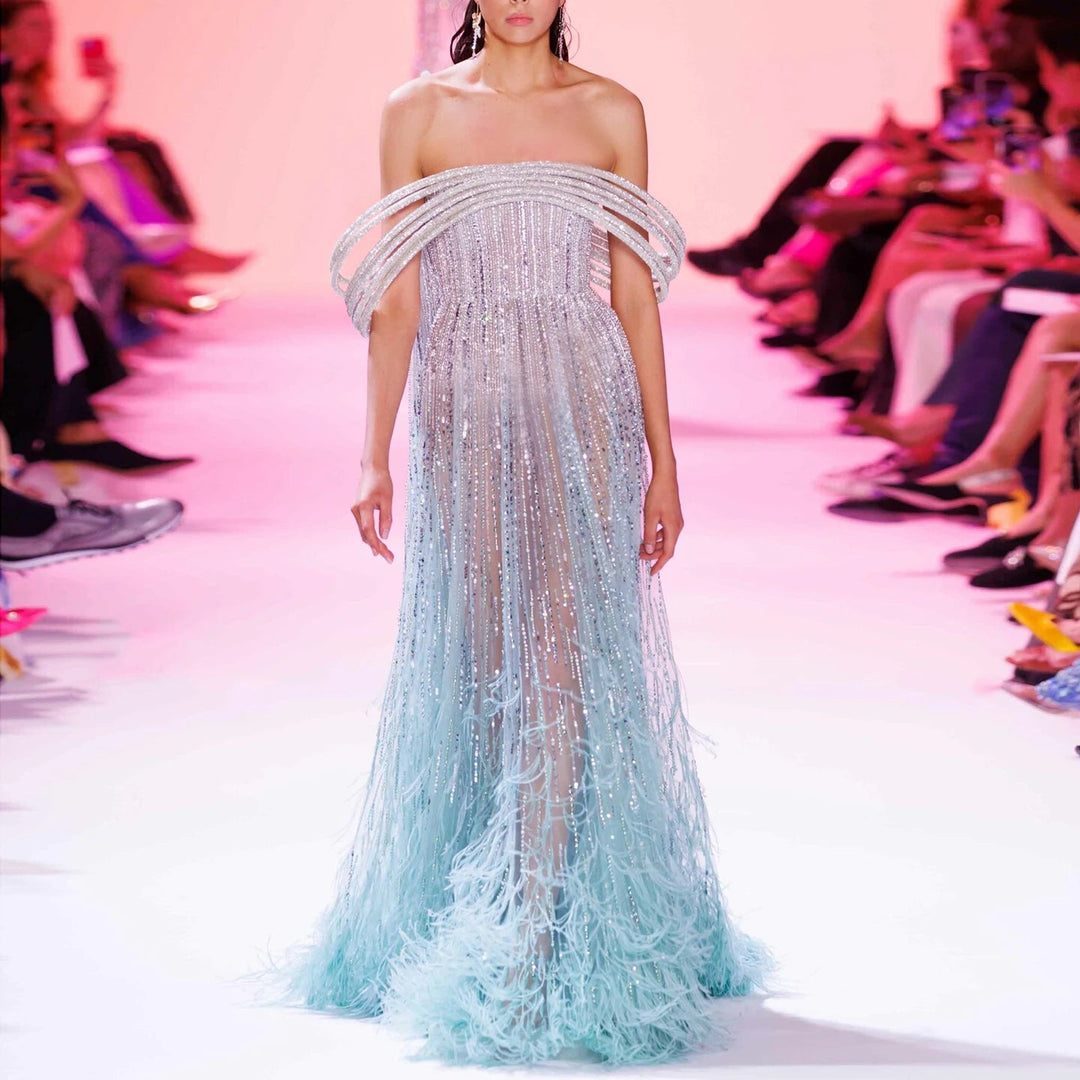 Bag Versace Jeans Couture Grteltasche Luxury Feathers Aqua Green Evening Dresses Elegant Off Shoulder SS435 DreamyVow Bag Versace Jeans Couture Grteltasche Luxury Feathers Aqua Green Evening Dresses Elegant Off Shoulder SS435 DreamyVow