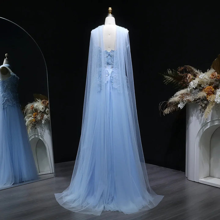 Romantic Pink Strapless Evening Dress with 3D Floral Bodice and Scarf SS239