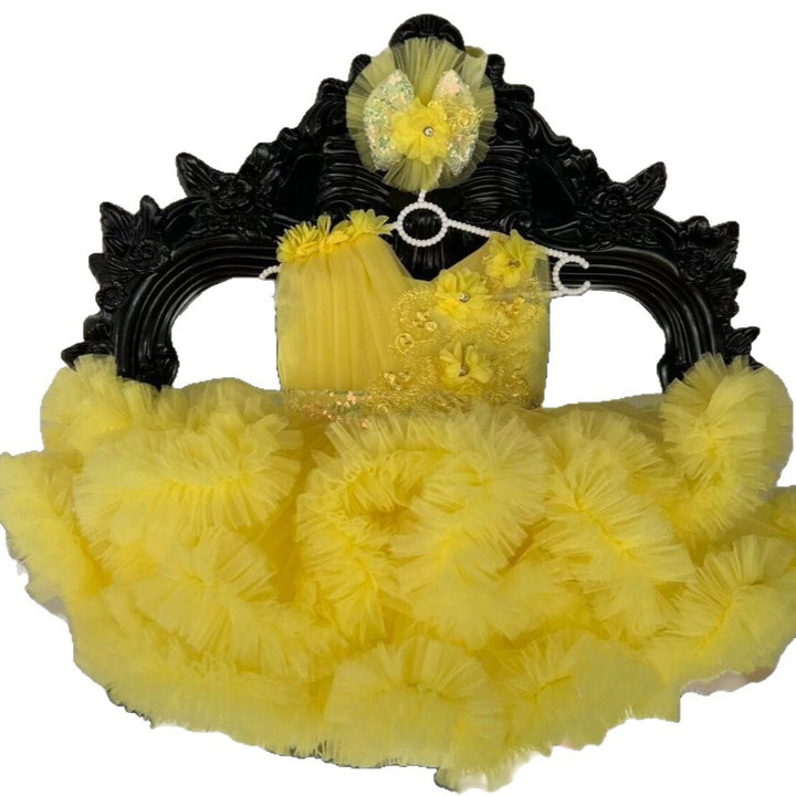 Luxury White Flower Girl Dress 3D Floral Tulle Princess Wedding Dress for Girls M052