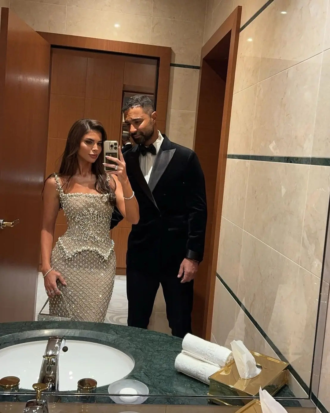 Luxury Silver Grey Evening Dress with Crystal Beading SS631