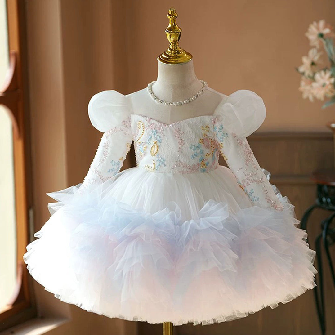 Floral Girl Princess Dress Knee Length for 1st Birthday J408 Picture Color / child-10 Floral Girl Princess Dress Knee Length for 1st Birthday J408 Picture Color / child-10
