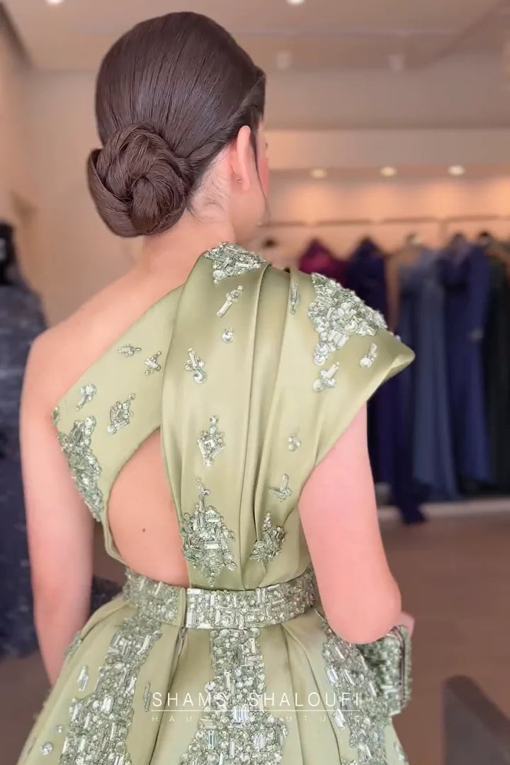 Glamorous Champagne Crystal with Overskirt Prom Dress SS599