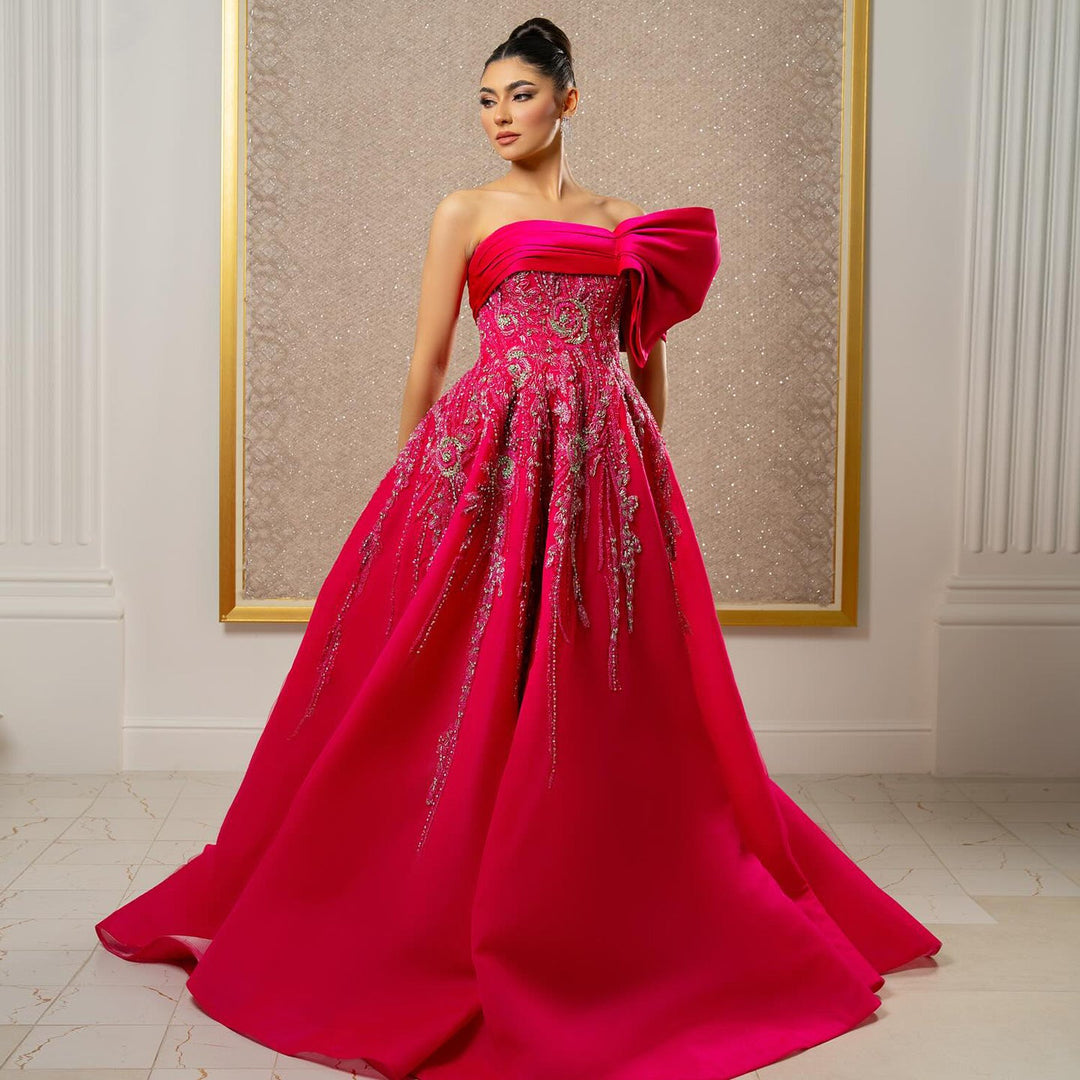 Elegant Fuchsia One Shoulder Evening Dress SS567 DreamyVow Elegant Fuchsia One Shoulder Evening Dress SS567 DreamyVow