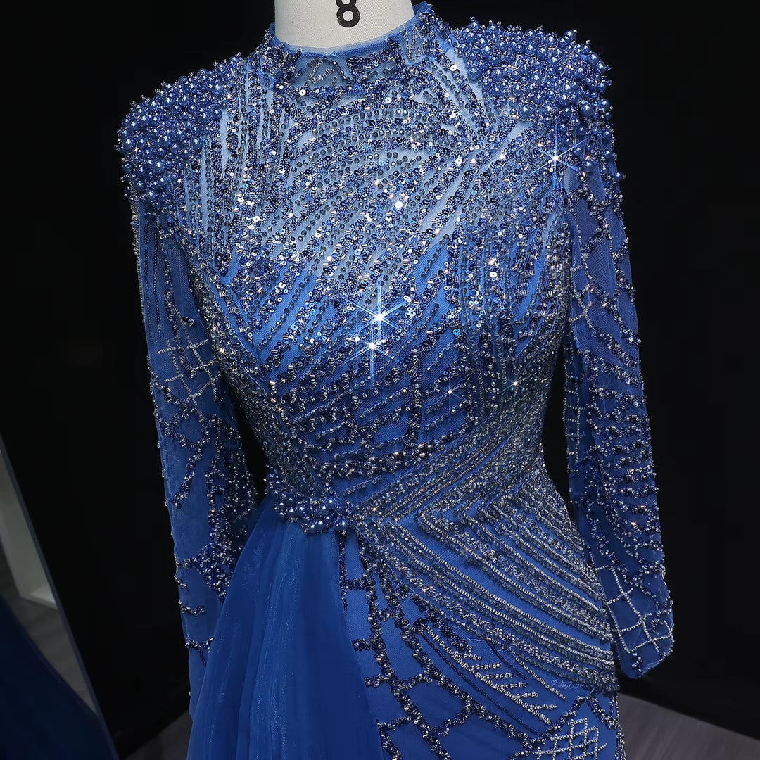 Luxury Beaded Evening Dress with Flowing Overskirt SS064