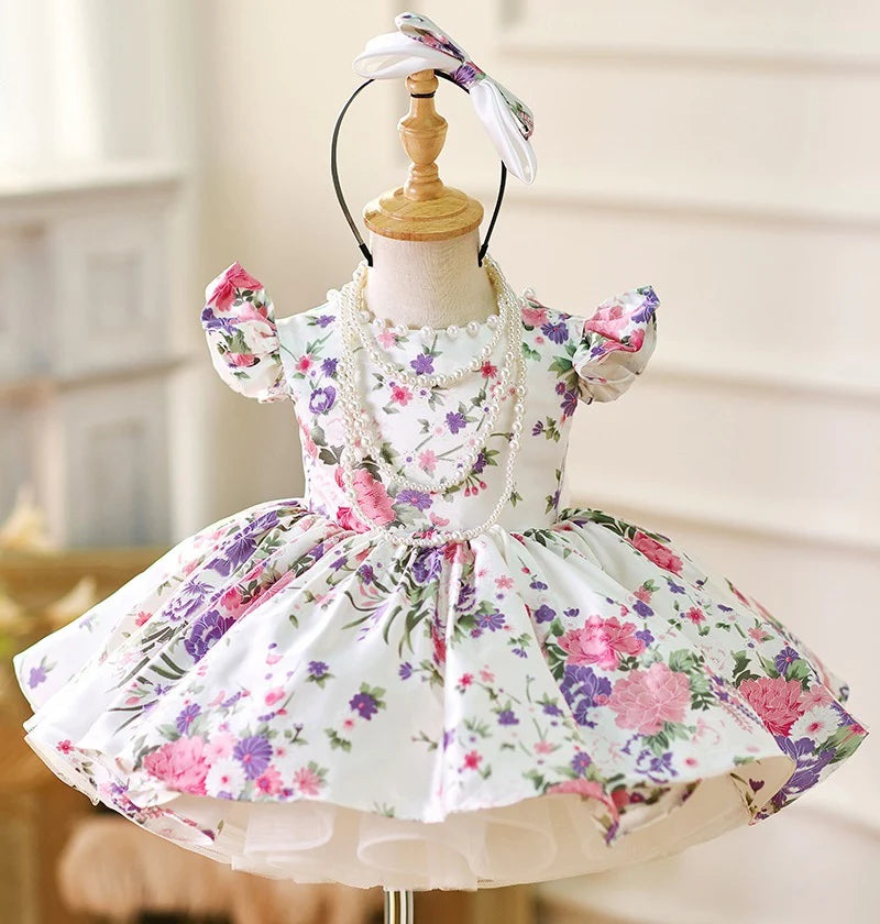 Red Baby Puffy Sleeve Knee Length Baby Girl Dress J051