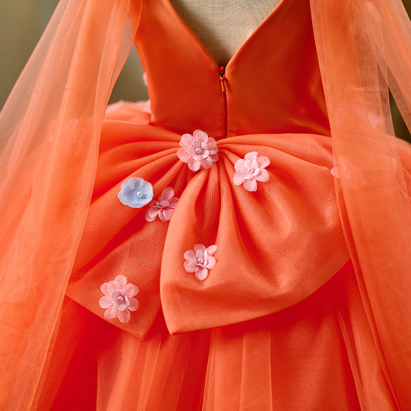 Ball Gown Orange Dress Baby Girl Lovely Orange Flower Girl Dress Princess Birthday Party Gown D028 Ball Gown Orange Dress Baby Girl Lovely Orange Flower Girl Dress Princess Birthday Party Gown D028