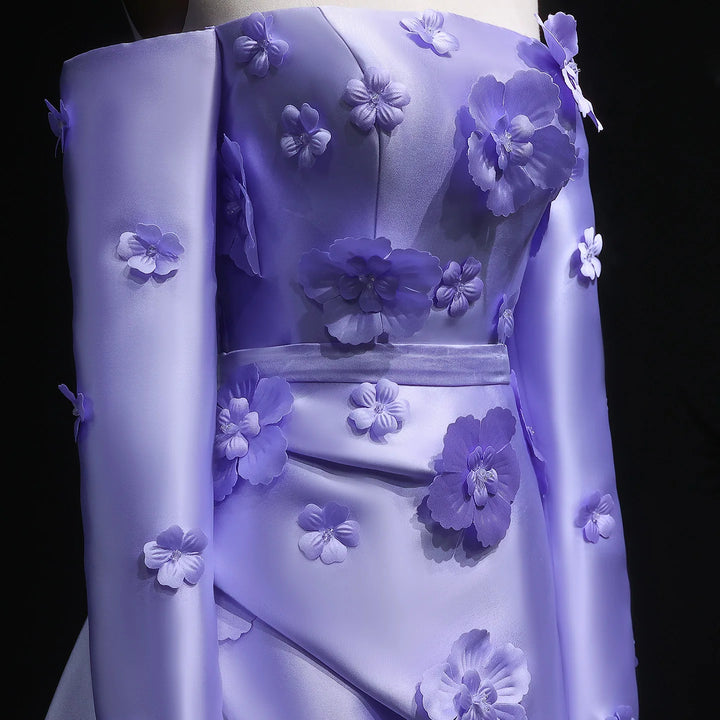 Simple Pink 3D Flower Evening Dress with Overskirt SS266