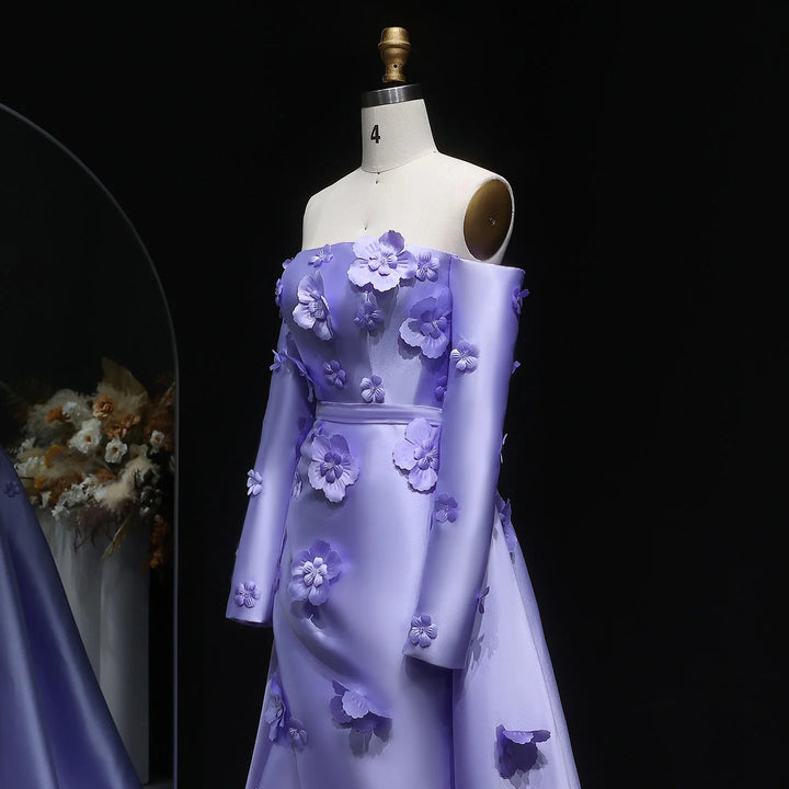 Simple Pink 3D Flower Evening Dress with Overskirt SS266