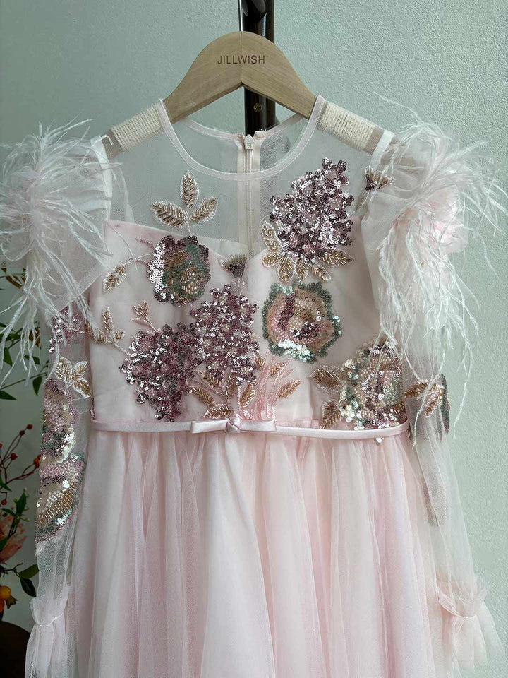 Graceful Long Sleeve Kids Princess Gown for Birthday Party J182