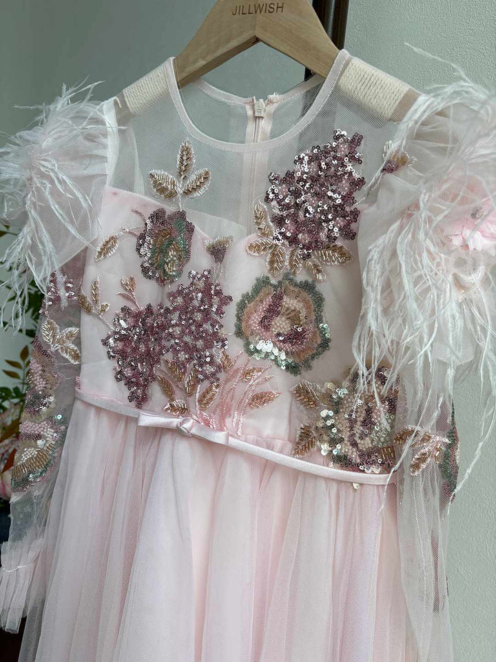 Graceful Long Sleeve Kids Princess Gown for Birthday Party J182
