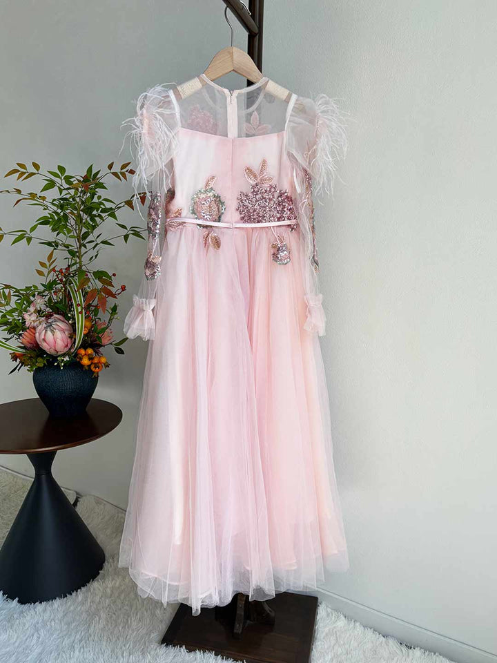 Graceful Long Sleeve Kids Princess Gown for Birthday Party J182