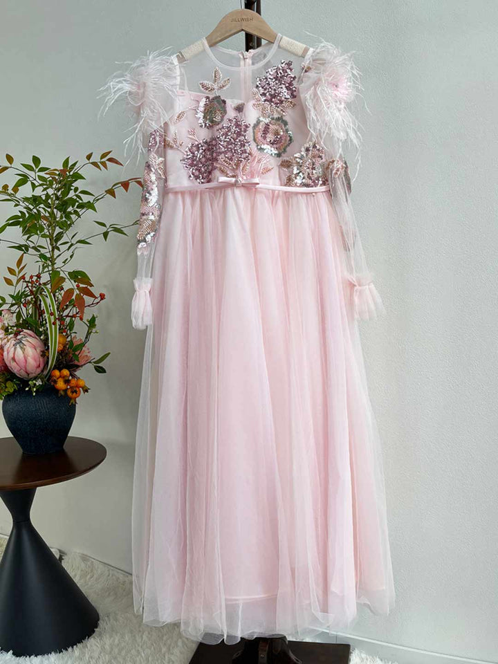 Graceful Long Sleeve Kids Princess Gown for Birthday Party J182