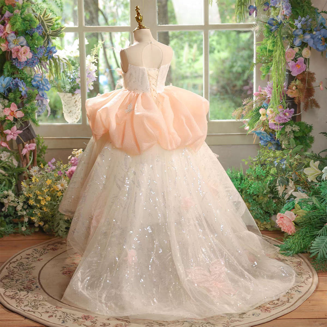 Charming Pink Girl Dress for Princess Birthday Pageant D326