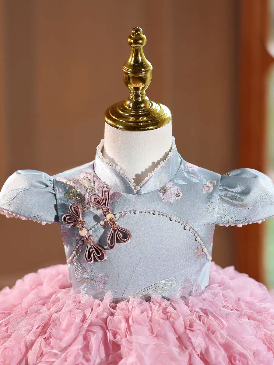 Pink Chinese Style Flower Girl Dress for Birthday Party D152