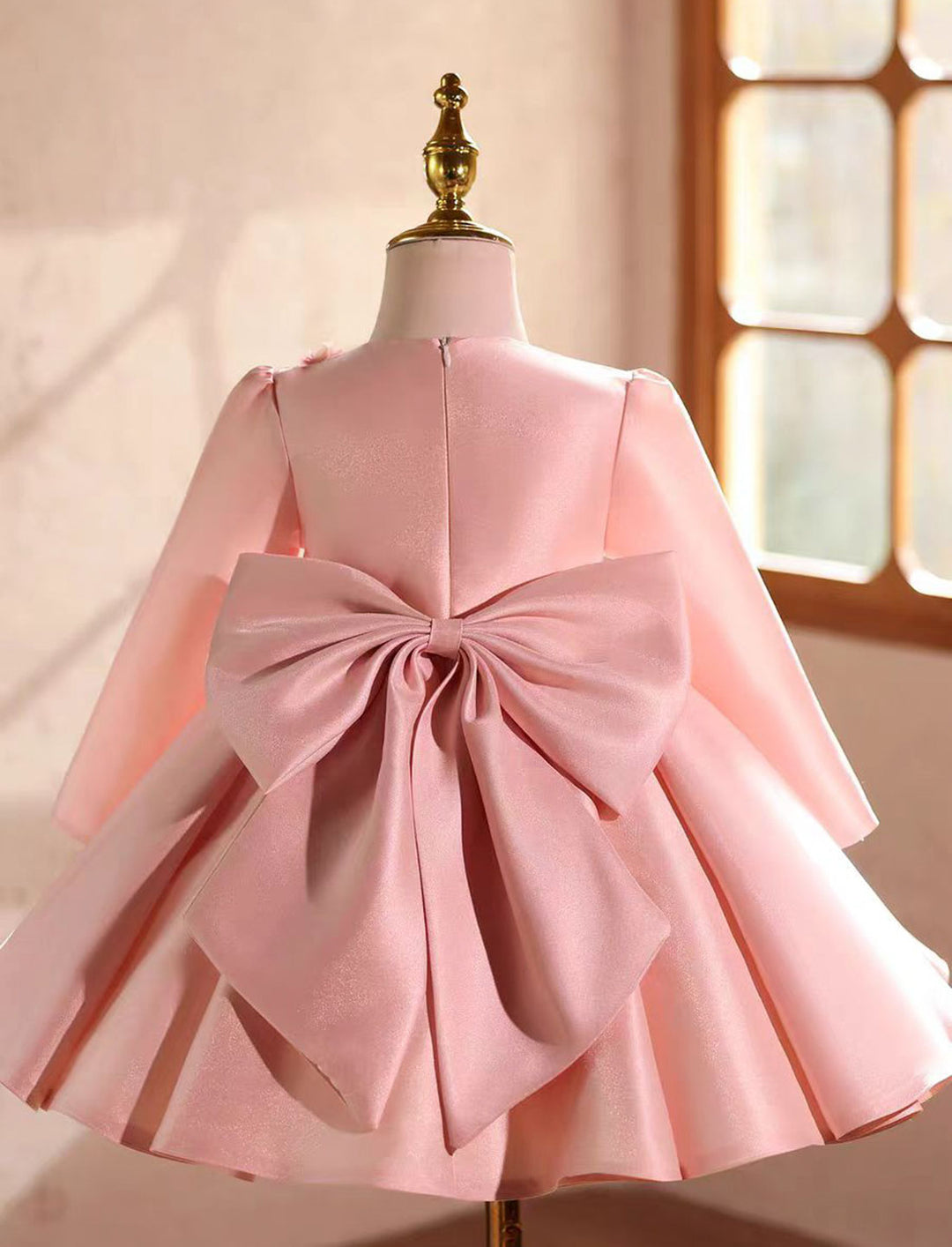 Elegant Long Sleeve Floral Birthday Party Dress for Girls D219