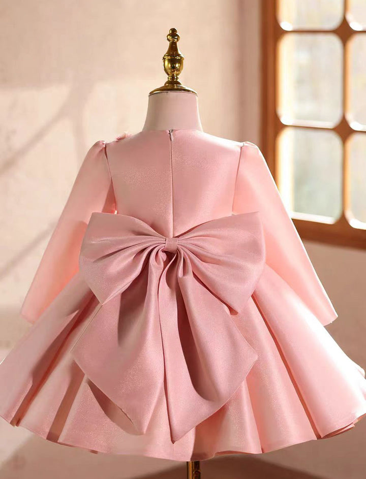 Elegant Long Sleeve Floral Birthday Party Dress for Girls D219