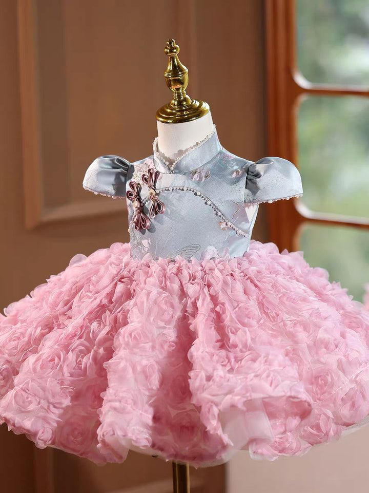 Pink Chinese Style Flower Girl Dress for Birthday Party D152